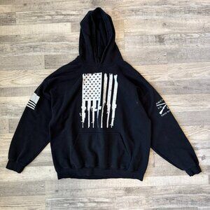 Grunt Style Men's Black Hoodie Pullover Size XL Flag, 2nd Amendment J43